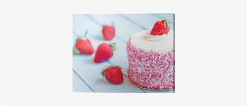 Cuadro En Lienzo Tarta De Fresas Con Crema Blanca En - Torte, transparent png download