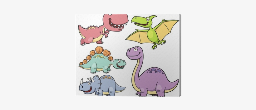 Cuadro En Lienzo Ilustración Vectorial De Dinosaurios - Dinosaurs Cartoon, transparent png download