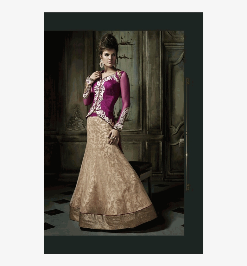 Purple And Gold Brown Khwaab Aura Wedding Anarkali - Party Wear Designer Dress, transparent png download