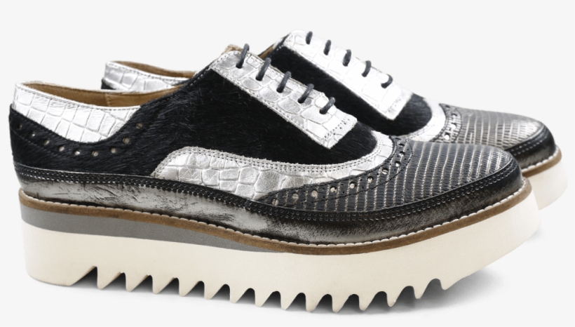 Derby Shoes Lena 1 Brush Silver Black Rinca Metal Pewter - Sneakers, transparent png download