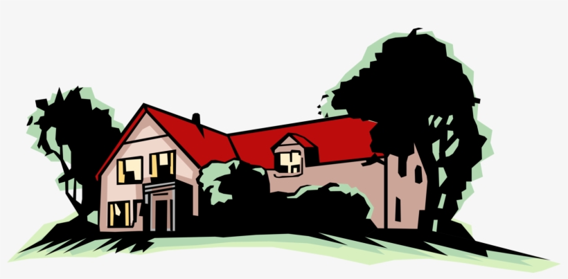 Vector Illustration Of Farmhouse Or Country Home Residence - House, transparent png download