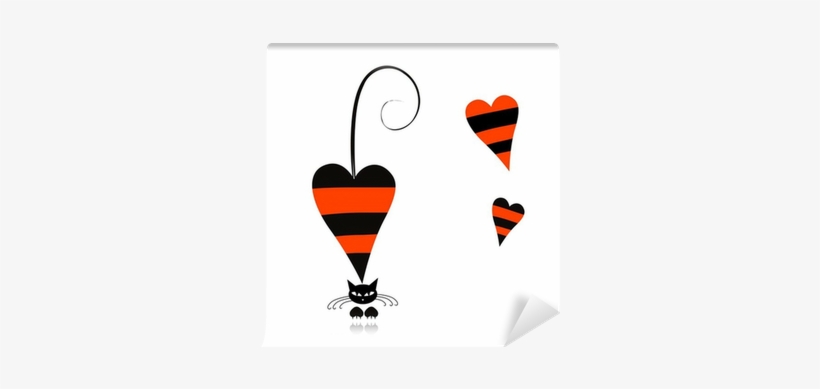 Cat In Love, Vector Catoon For Your Design Wall Mural - Cat, transparent png download