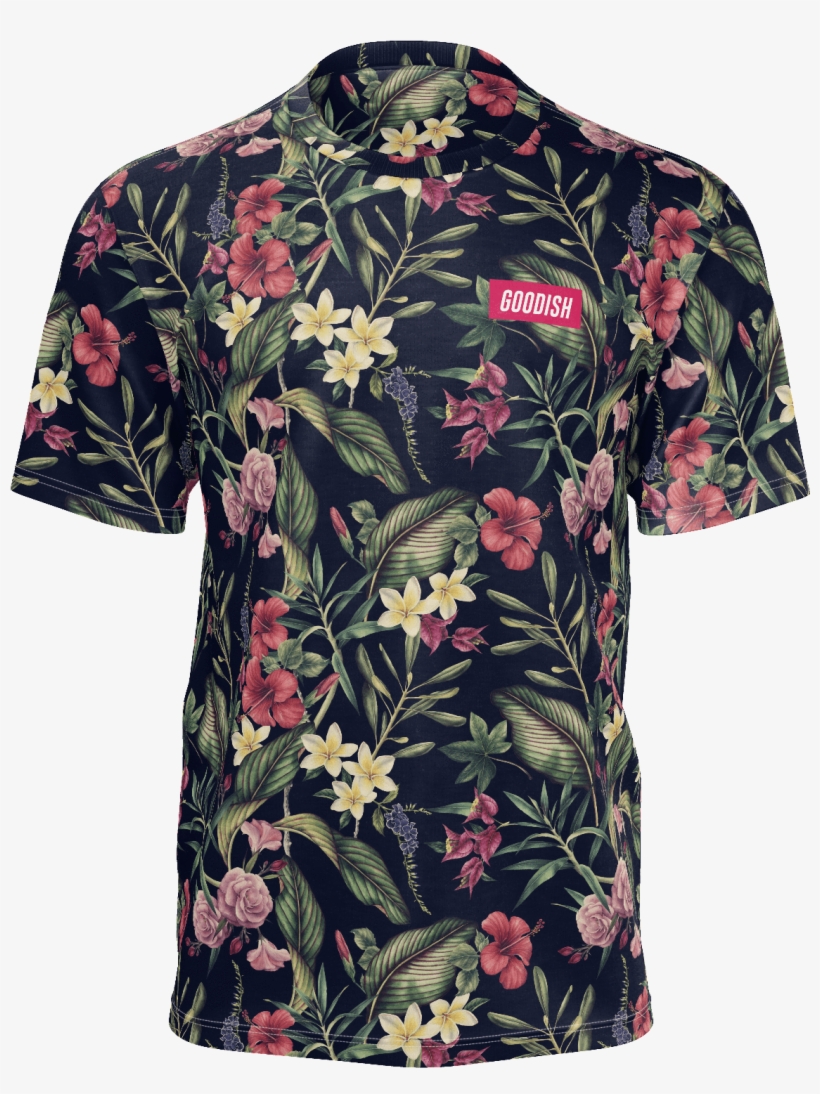 Deraj Goodish Floral Black T-shirt - マキシワンピ マルチ Sサイズ マキシ丈(120cm~) ノースリーブ, transparent png download