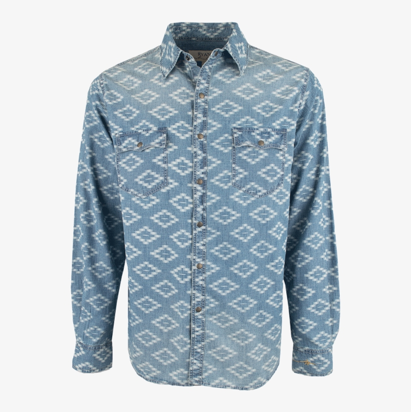 Ryan Michael Aztec Indigo Snap Shirt - Active Shirt, transparent png download