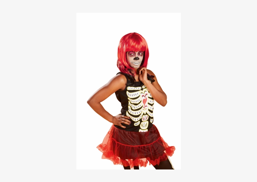 Halloween Wig, Long/curly Black/red - Halloween Costume, transparent png download