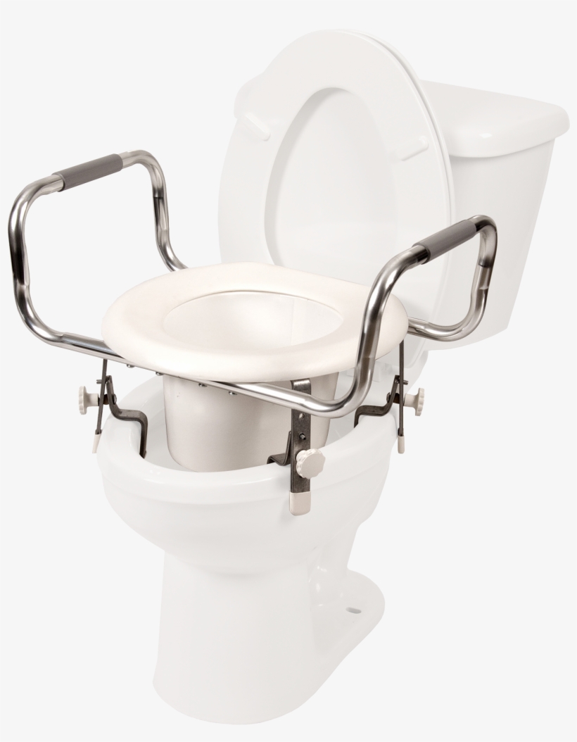 Adjustable Raised Toilet Seat W/ Arms - Adjustable Raised Toilet Seat (with Aluminium Padded, transparent png download
