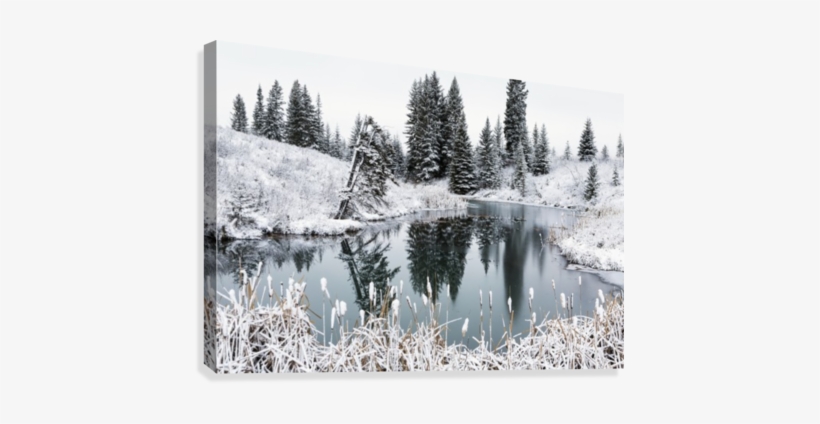 An Open Pond In The Winter With Snow Covered Hilly - Posterazzi Dpi12300801 An Open Pond In The Winter With, transparent png download