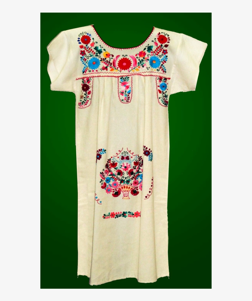 Vestido Tehuacán Bordado - Dress, transparent png download