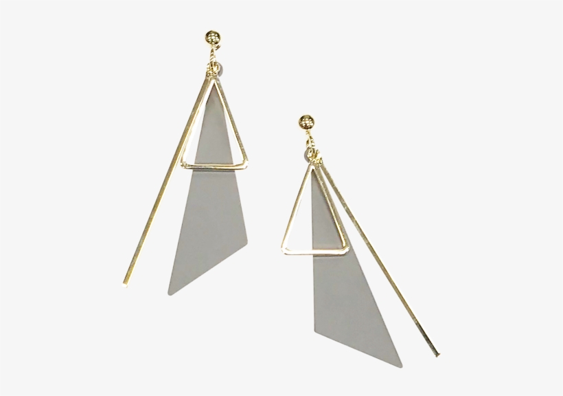 Triangle Gold Matte Drop Earring Grey - Earring, transparent png download