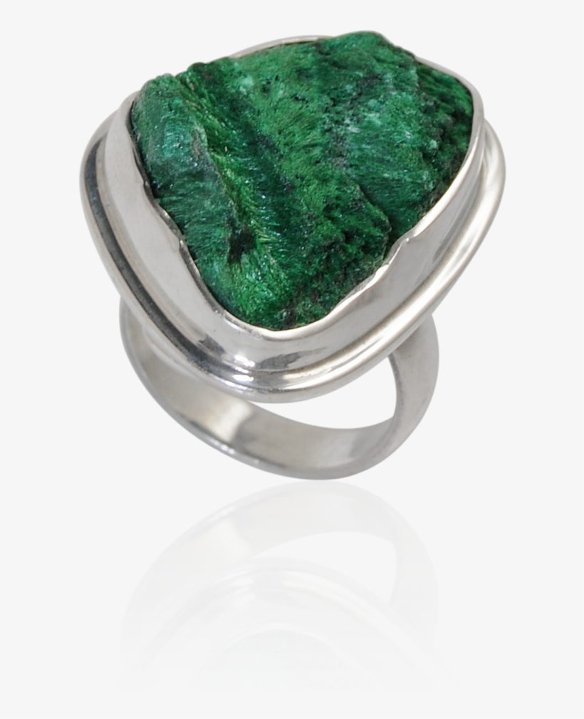 Lovely Rough Malachite Silver Ring - Ring, transparent png download