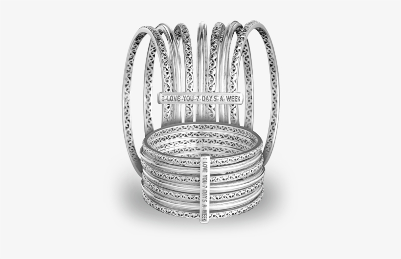 This Stunning Silver Bangle Is Actually Seven Bracelets - Charles Krypell - I Love You 7 Days A Week B, transparent png download