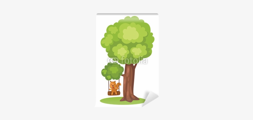 Cute Squirrel Playing Tree Swing Wall Mural • Pixers® - Illustration, transparent png download