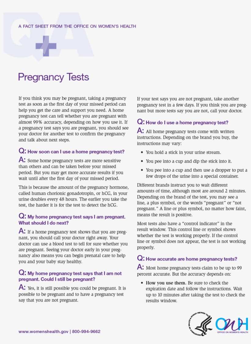 Pregnancy Tests Fact Sheet - Pcos Fact Sheet, transparent png download