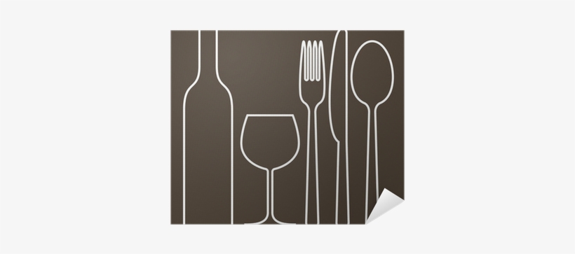 Bottle, Wineglass, Fork, Knife And Spoon Poster • Pixers® - Stemware, transparent png download
