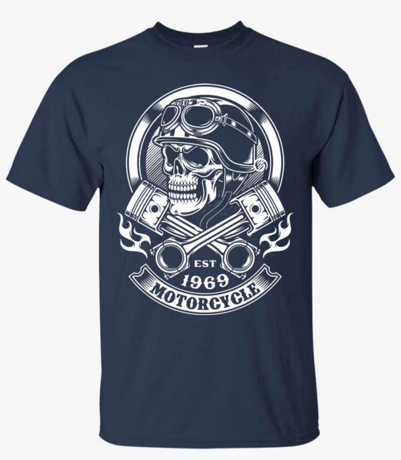 Vintage Biker Skull With Crossed Piston Emblem T Shirt - Vintage Biker Skull With Crossed Piston, transparent png download
