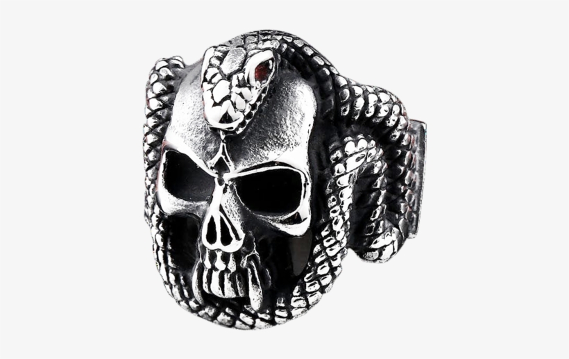 Gothic Badass Jewellery Jewelry Biker Skull Snake Ring - Ring, transparent png download