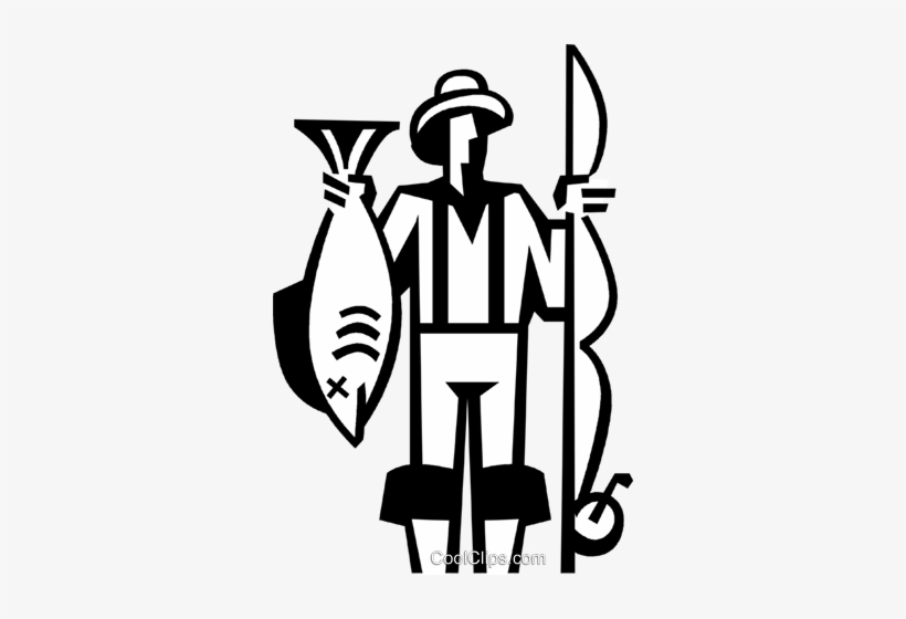 Fisherman With A Fish And Fishing Rod Royalty Free - Pescaria Vetor Png, transparent png download