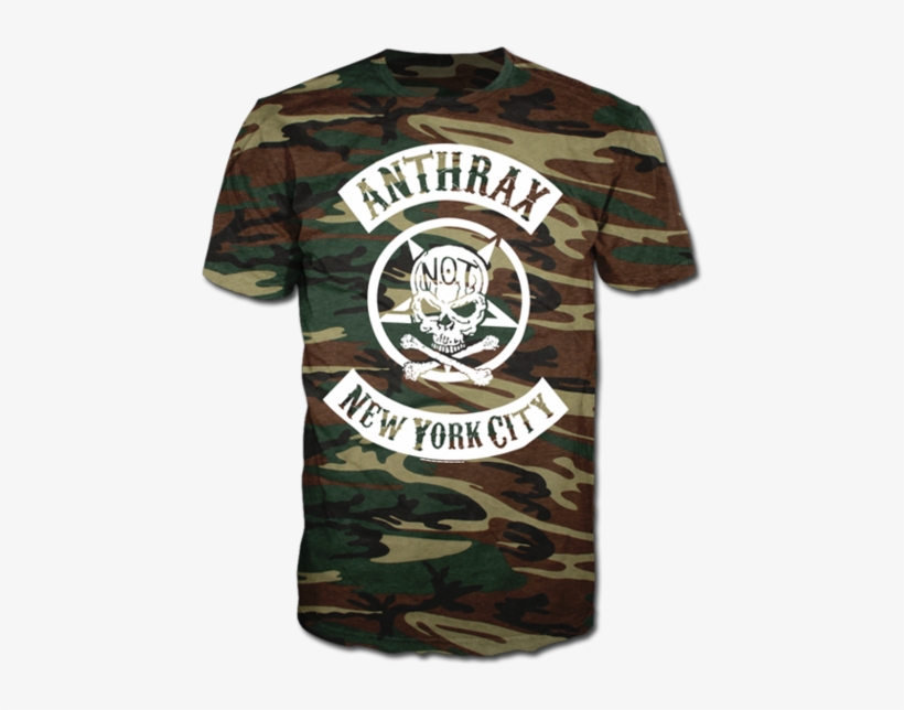 Biker Skull Camouflage Tee - Tshirt Anthrax New York, transparent png download