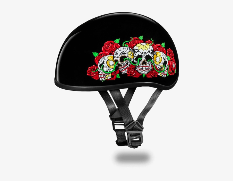 Daytona Rose Skulls Skull Cap Half Helmet, transparent png download