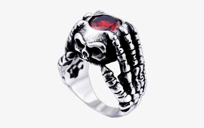 Gothic Badass Jewelry Jewellery Biker Skull Stone Ring - Ring, transparent png download