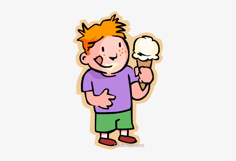 Little Boy With An Ice Cream Cone Royalty Free Vector - Boy Eating Ice Cream, transparent png download