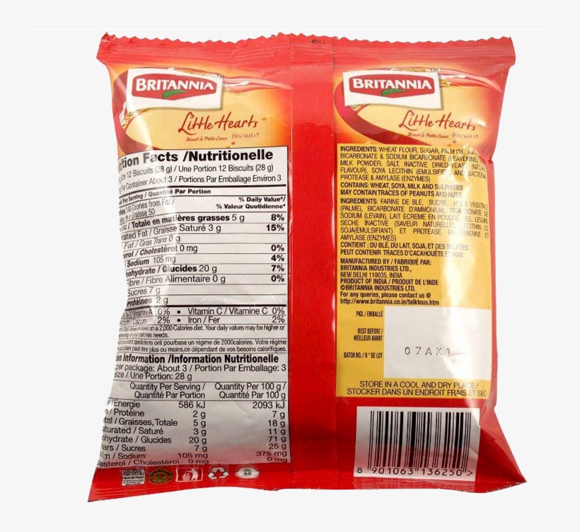 Britannia Biscuits - Little Hearts - Britannia Little Hearts Ingredients, transparent png download