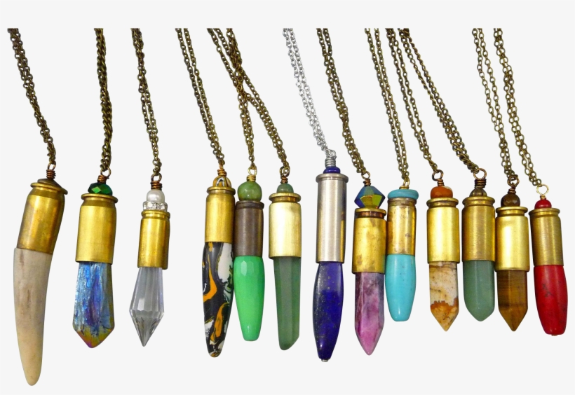 Multi Stone Bullet Shell Casing 30 Inch Long Necklace - Pendant, transparent png download