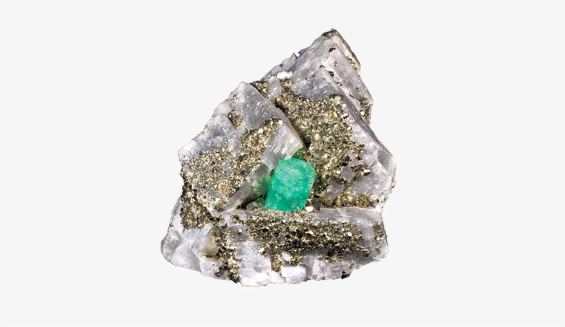 Emerald Crystal On Pyrite And Calcite , El Chivor, - Emerald, transparent png download