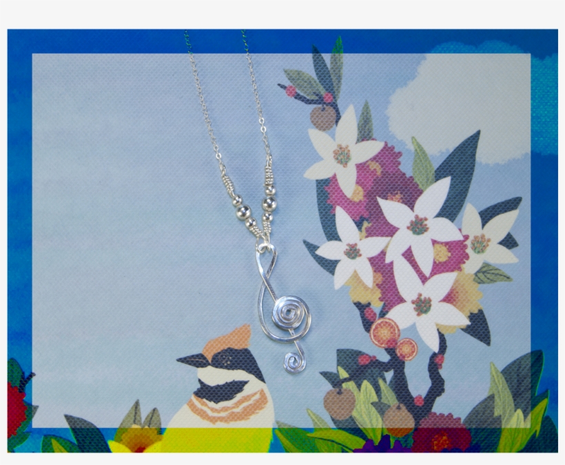 Silver Treble Clef Necklace, transparent png download