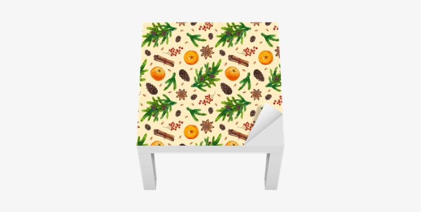 Watercolor Christmas Pattern With Fir Branches, Red - Festliche Weihnachtswinter-muster-beeren-gewürze Badematten, transparent png download