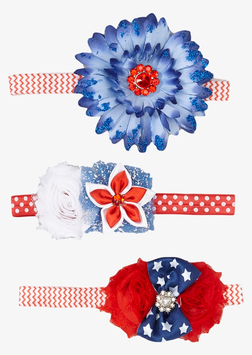 4th Of July 3pc Floral Headband Set - Headband, transparent png download