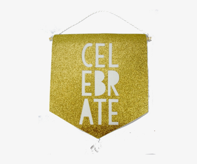 Gold Shimmery Sign With White Letters "celebrate" - Party, transparent png download