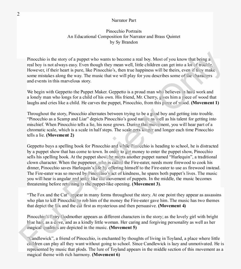 Pinocchio Portraits For Brass Quintet Thumbnail - Foreign Poem Carol Ann Duffy, transparent png download