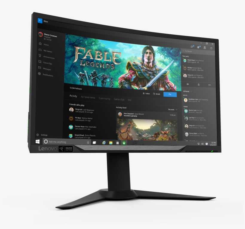 Lenovo Y27g Re Curved Gaming Monitor 2016 01 04 - 27 Inch Lenovo Razer Edition, transparent png download