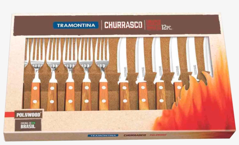 Jogo De Talheres Para Churrasco Tramontina Polywood - Tramontina Churrasco Set Of 12 Steak Knives, transparent png download