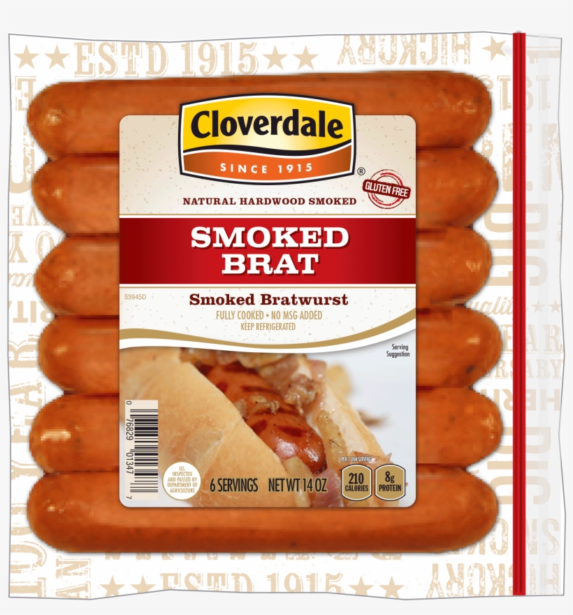 With Intensely Smoky, Rugged Flavor, Our Smoked Brats - Cloverdale Foods Cloverdale Smoked Bratwurst 14 Oz, transparent png download