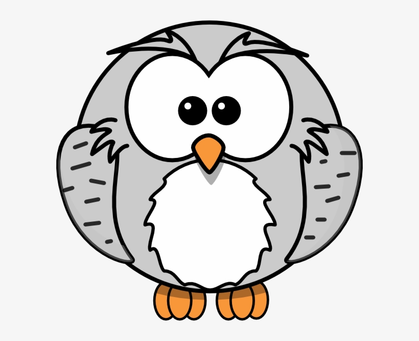 Gray Owl Cartoon Clip Art At Clker - Cartoon Owl, transparent png download