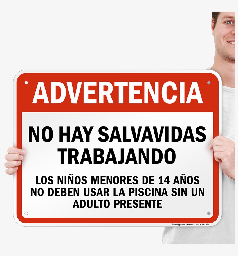 Spanish No Lifeguard On Duty Sign - Mysafetysign Danger Mens Working Above Peligro Hombres, transparent png download