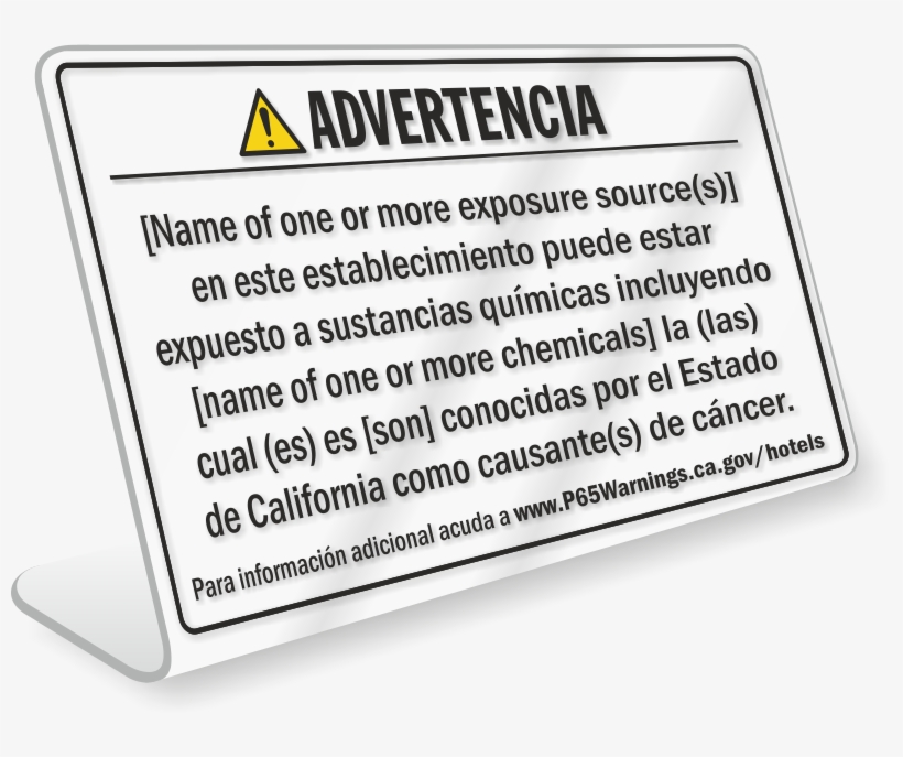 Hotel Exposure Prop 65 Sign - Number, transparent png download