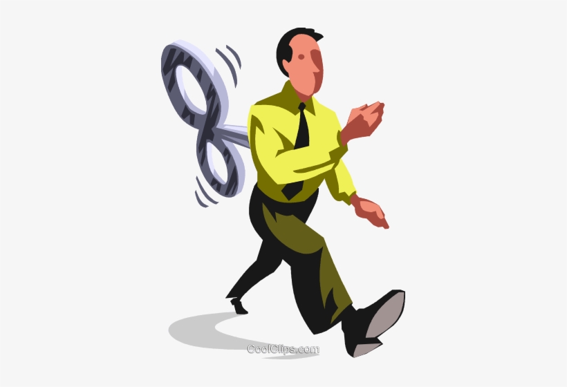 Wind Up Businessman Royalty Free Vector Clip Art Illustration, transparent png download