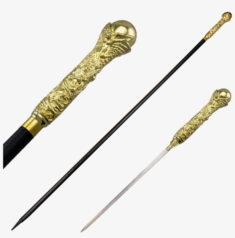 Dante's Inferno Gold Walking Cane With Hidden Sword - Walking Cane Sword, transparent png download