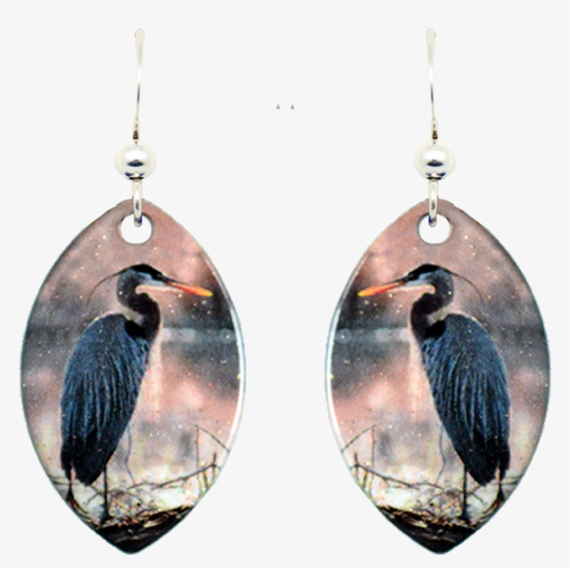Great Blue Heron - Earrings, transparent png download
