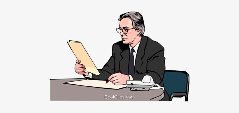 Businessman Reviewing Document Royalty Free Vector - Financial Statement, transparent png download