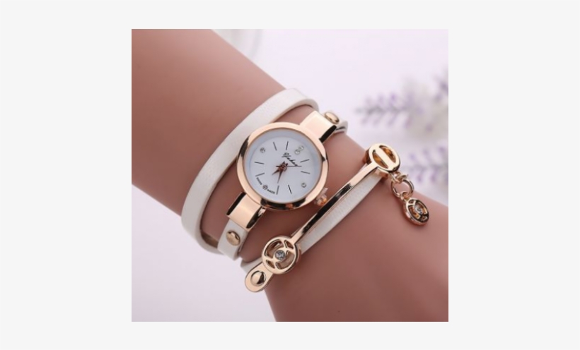 New Fashion Women Bracelet Watch Luxury Gold Quartz - Women's Geneva Roman Watch Lady Leather Band Analog, transparent png download