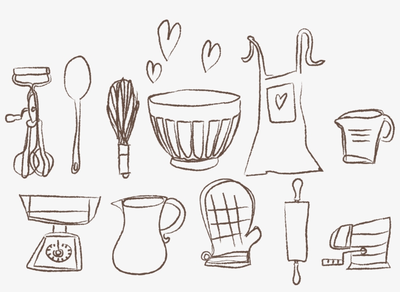 Handmade In Sf - Kitchen Supplies Drawing, transparent png download