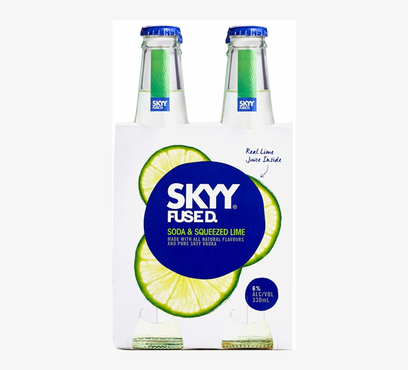 Skyy Vodka Soda & Lime 4x 330ml Bottle Pack - Fused By Skyy Vodka Soda & Squeezed Lime 330ml, transparent png download