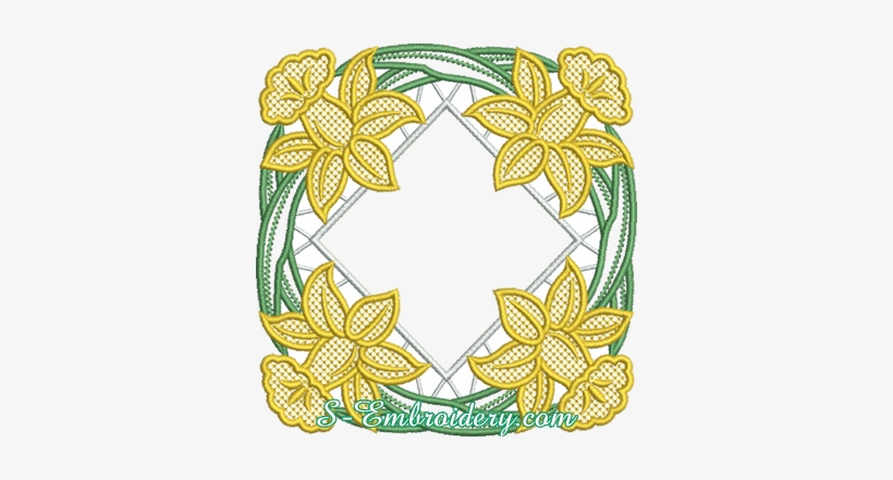 10628 Daffodils Cutwork Lace Machine Embroidery Design - Embroidery, transparent png download