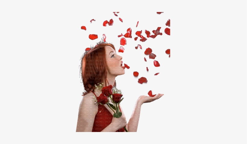 Woman Red Petals Femme Rouge - Illustration, transparent png download