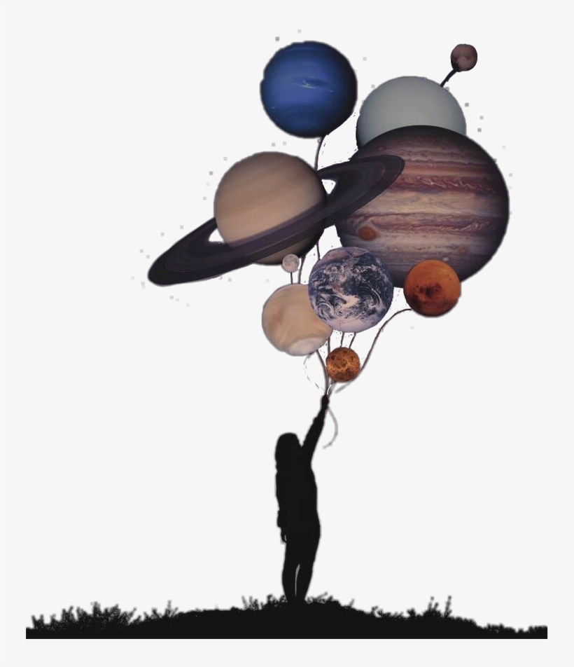 Planet Girl Balloon Woman Float Fly Planets Silhouette - Jeddah, transparent png download