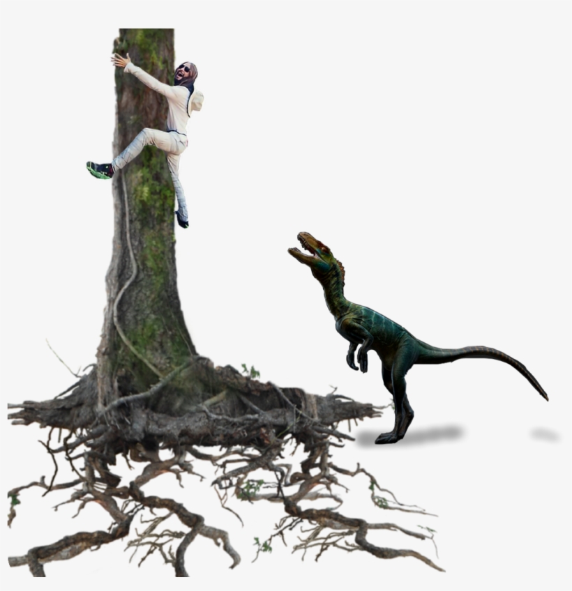 Ftestickers Tree Man Scared Dinosaur Branches Stickers - Picsart Photo Studio, transparent png download